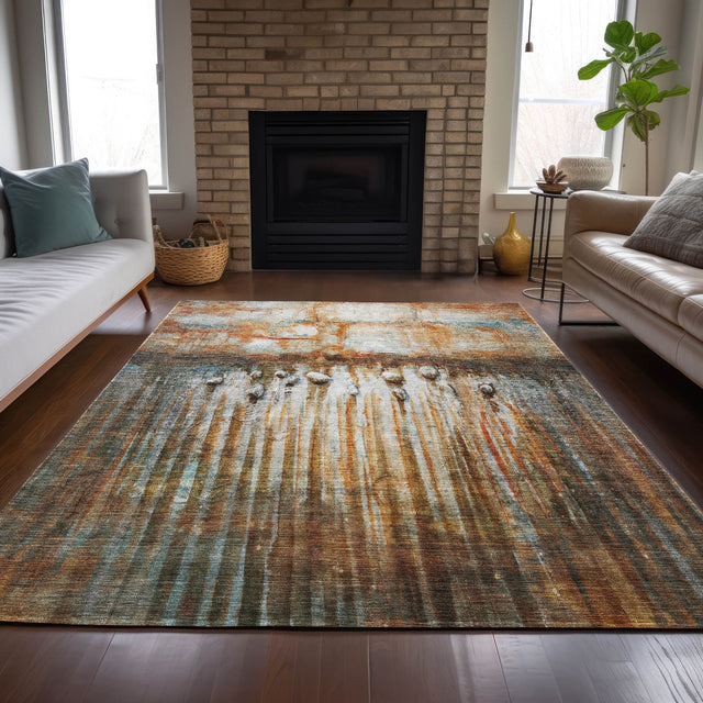Addison Chantille ACN2038 Abstract Machine Made Transitional Paprika Rug