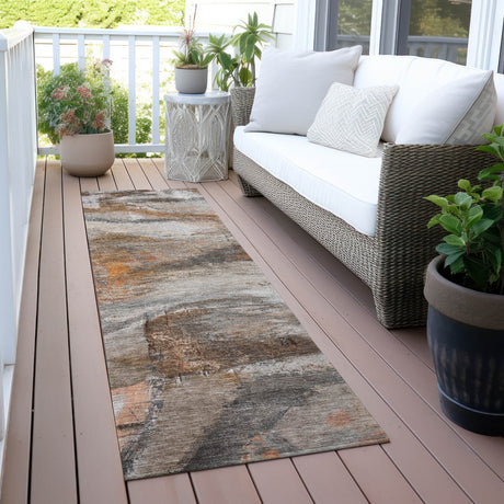 Addison Chantille ACN2039 Abstract Machine Made Transitional Brown Rug
