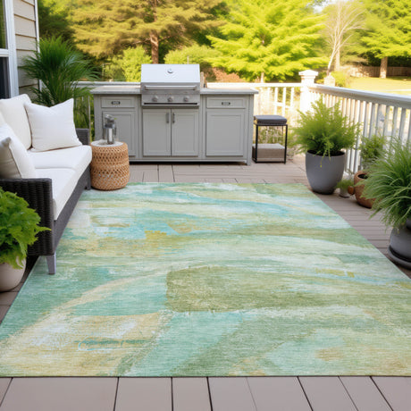 Addison Chantille ACN2039 Abstract Machine Made Transitional Green Rug