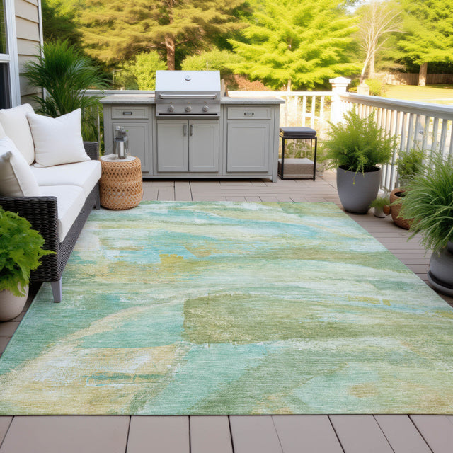 Addison Chantille ACN2039 Abstract Machine Made Transitional Green Rug
