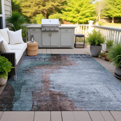 Addison Chantille ACN2041 Abstract Machine Made Transitional Blue Rug