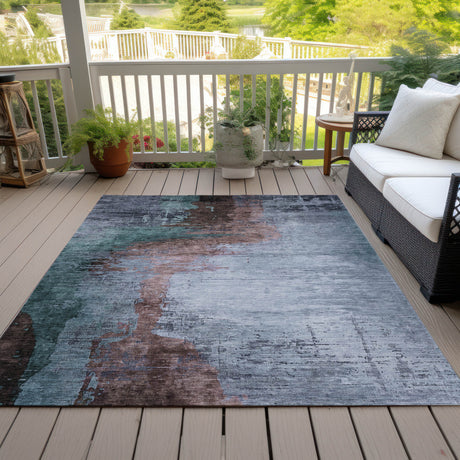Addison Chantille ACN2041 Abstract Machine Made Transitional Blue Rug