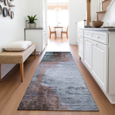 Addison Chantille ACN2041 Abstract Machine Made Transitional Blue Rug