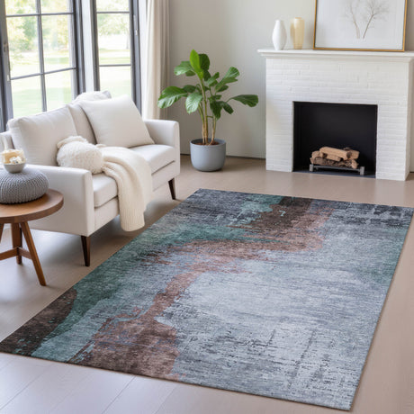 Addison Chantille ACN2041 Abstract Machine Made Transitional Blue Rug