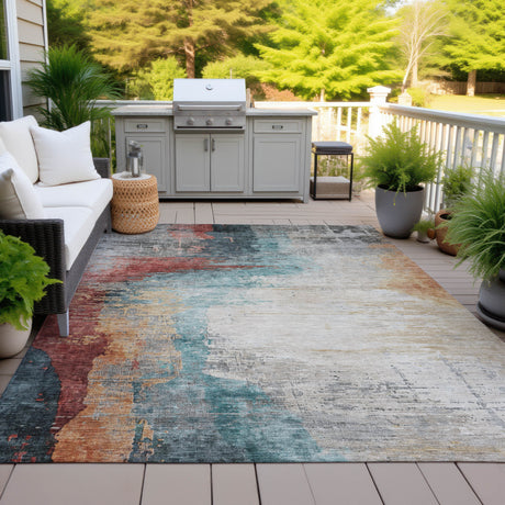 Addison Chantille ACN2041 Abstract Machine Made Transitional Teal Rug