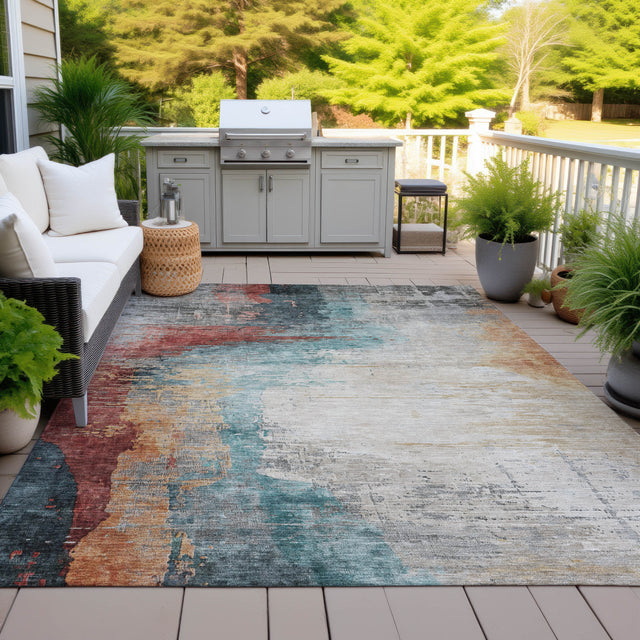 Addison Chantille ACN2041 Abstract Machine Made Transitional Teal Rug