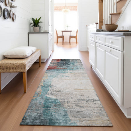 Addison Chantille ACN2041 Abstract Machine Made Transitional Teal Rug