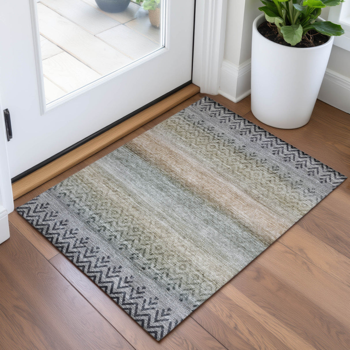 Addison Chantille ACN2042 Geometric Machine Made Transitional Gray Rug