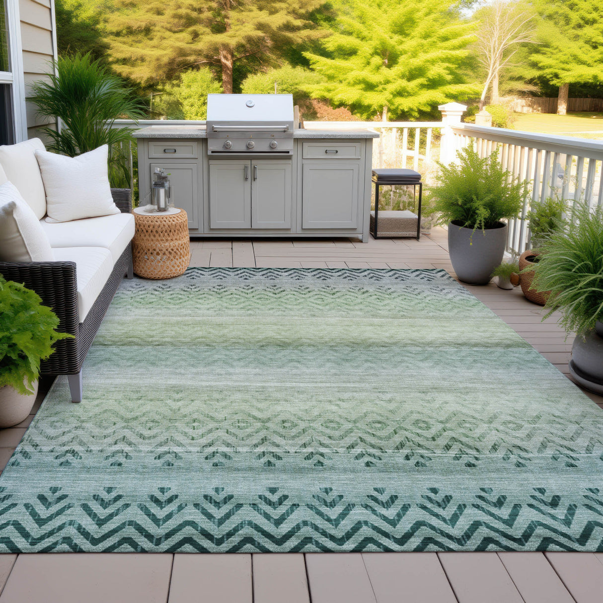 Addison Chantille ACN2042 Geometric Machine Made Transitional Teal Rug
