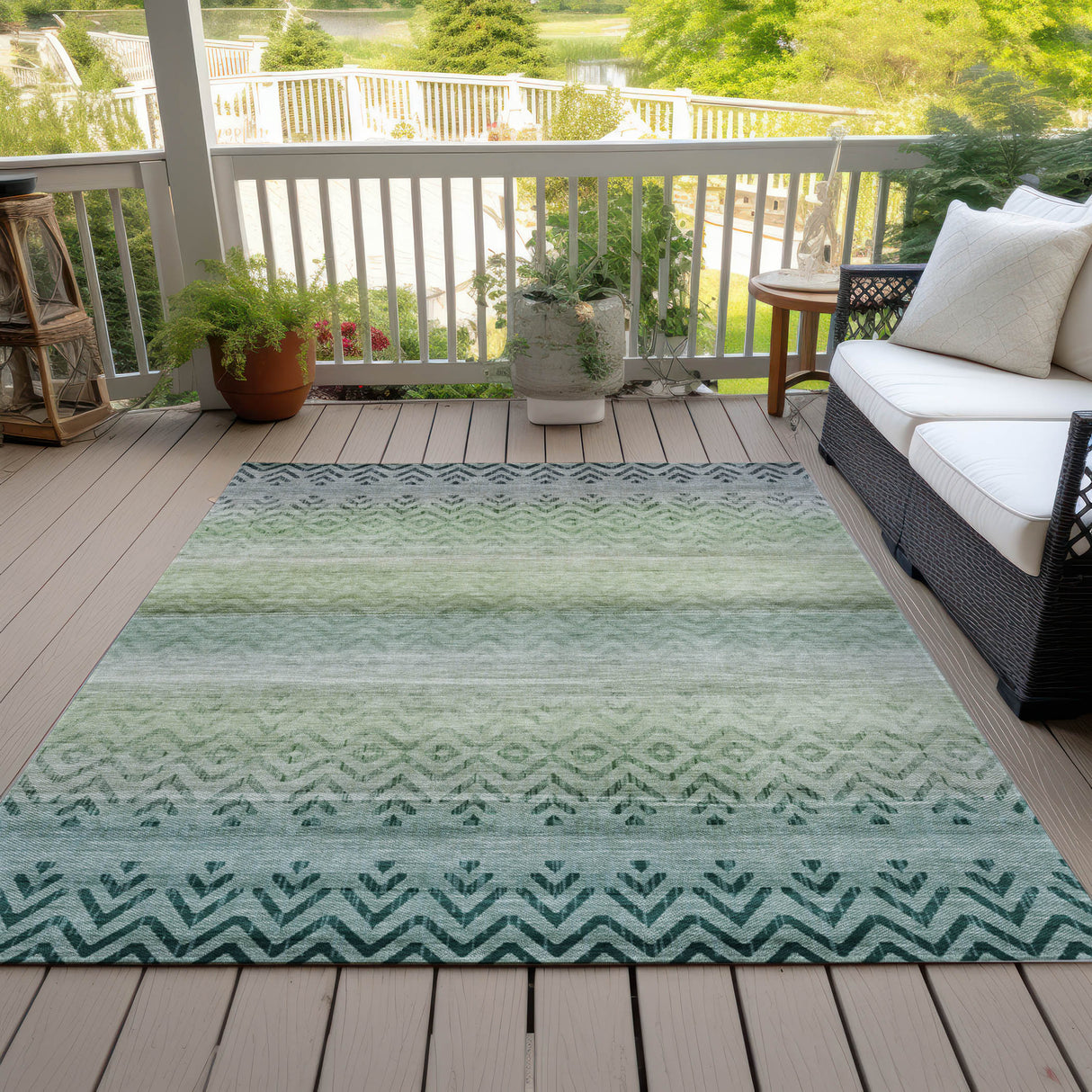 Addison Chantille ACN2042 Geometric Machine Made Transitional Teal Rug