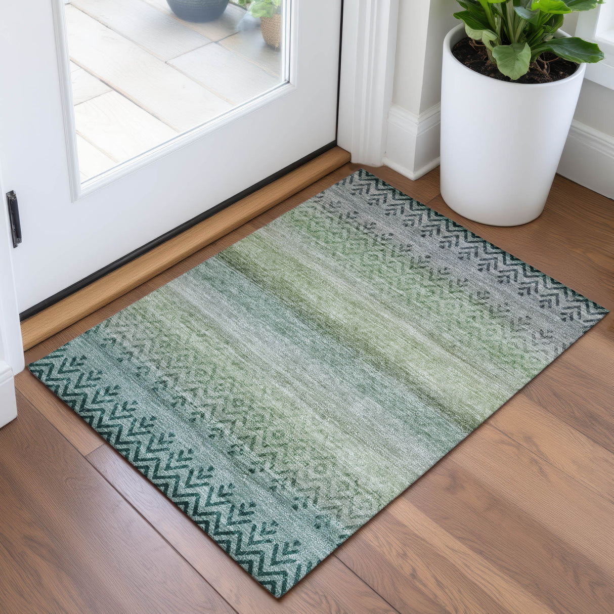 Addison Chantille ACN2042 Geometric Machine Made Transitional Teal Rug
