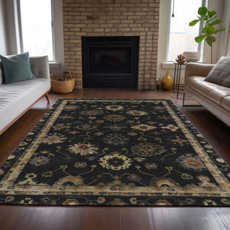 Addison Chantille ACN2045 Global Machine Made Traditional Black Rug