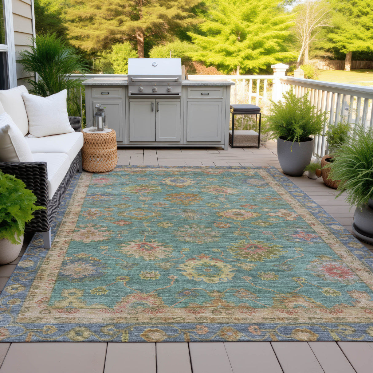 Addison Chantille ACN2045 Global Machine Made Traditional Teal Rug