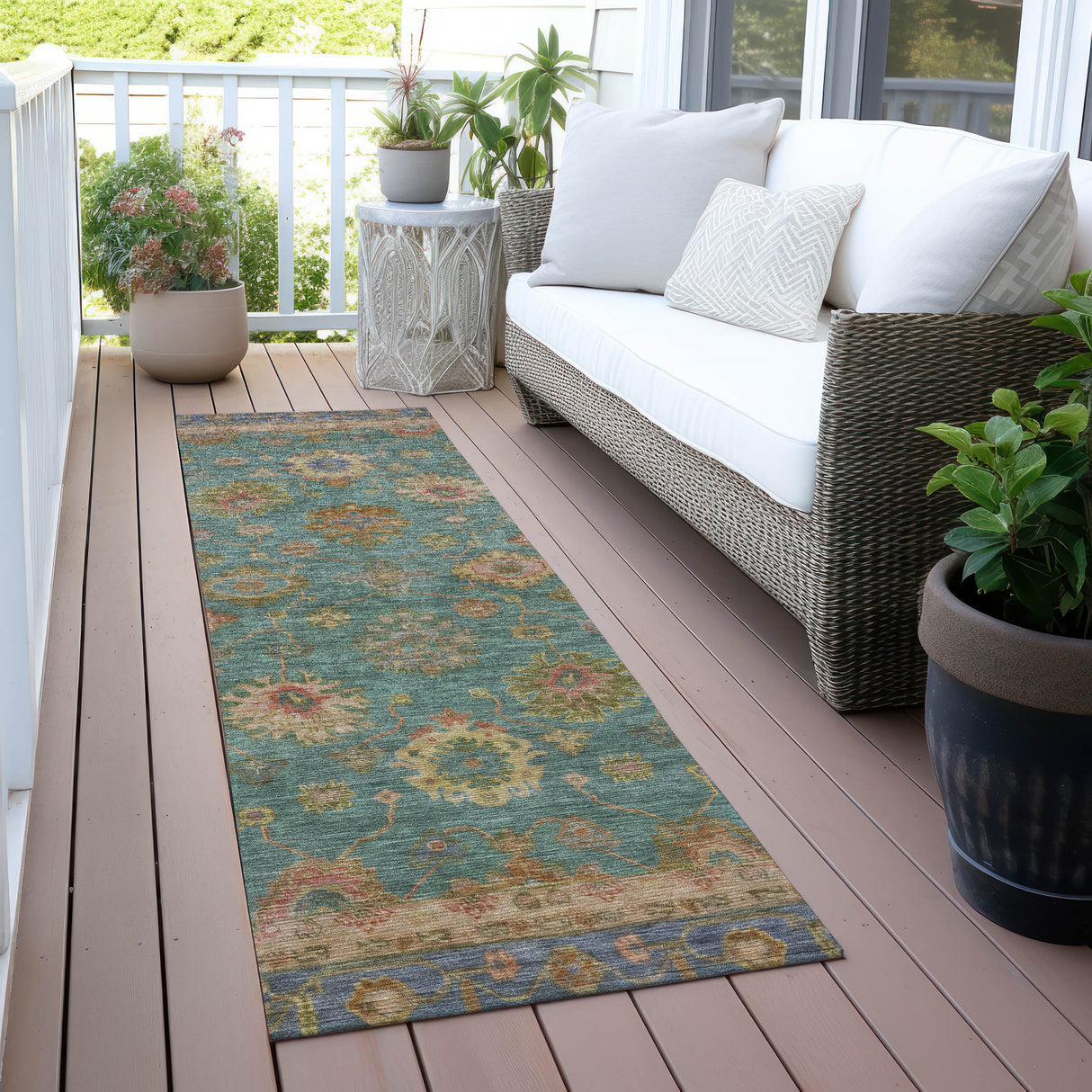 Addison Chantille ACN2045 Global Machine Made Traditional Teal Rug