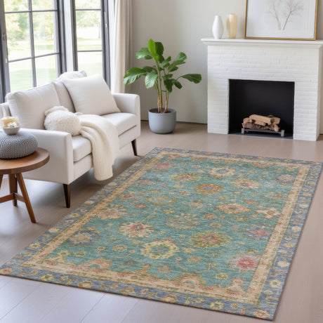 Addison Chantille ACN2045 Global Machine Made Traditional Teal Rug