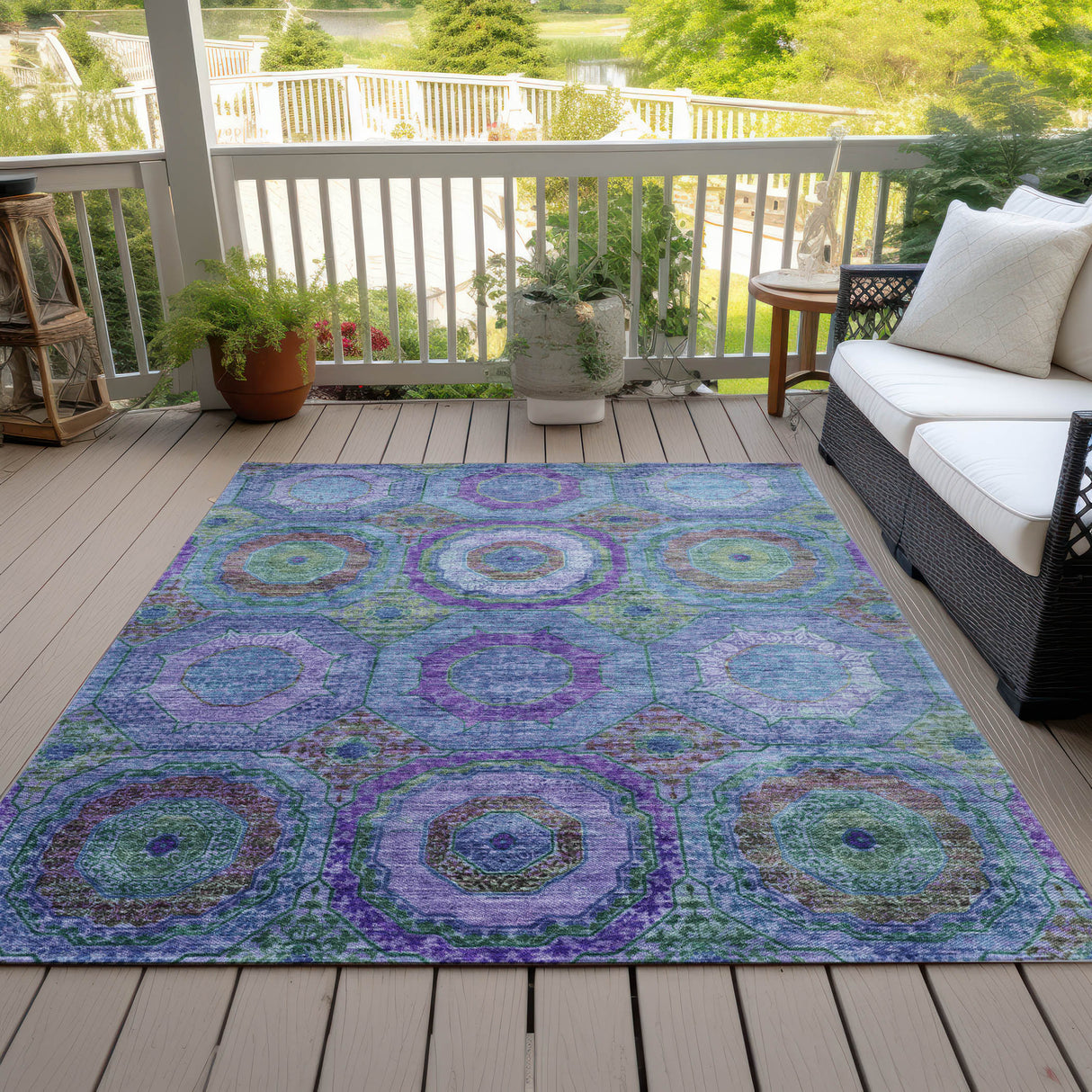 Addison Chantille ACN2049 Panel Machine Made Transitional Blue Rug