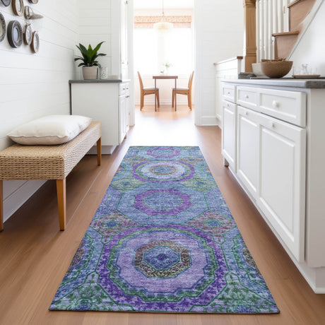 Addison Chantille ACN2049 Panel Machine Made Transitional Blue Rug