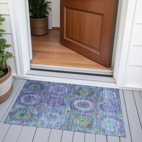Addison Chantille ACN2049 Panel Machine Made Transitional Blue Rug