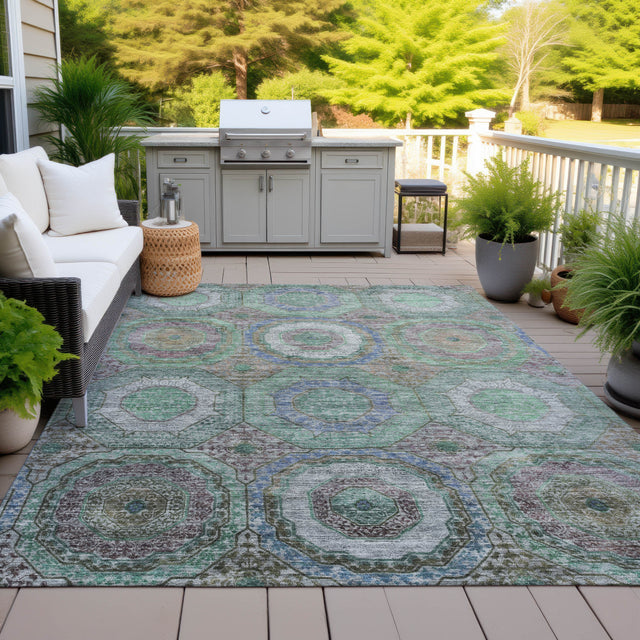 Addison Chantille ACN2049 Panel Machine Made Transitional Green Rug