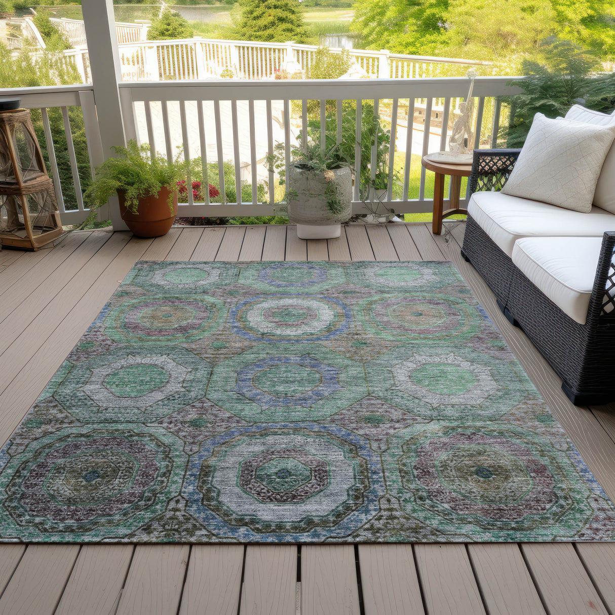 Addison Chantille ACN2049 Panel Machine Made Transitional Green Rug