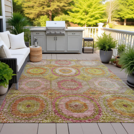 Addison Chantille ACN2049 Panel Machine Made Transitional Orange Rug