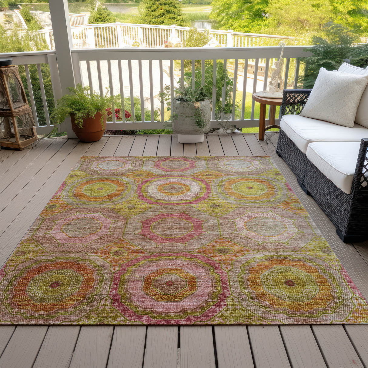 Addison Chantille ACN2049 Panel Machine Made Transitional Orange Rug