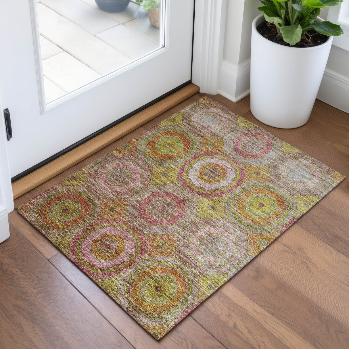 Addison Chantille ACN2049 Panel Machine Made Transitional Orange Rug