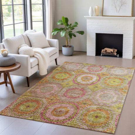 Addison Chantille ACN2049 Panel Machine Made Transitional Orange Rug