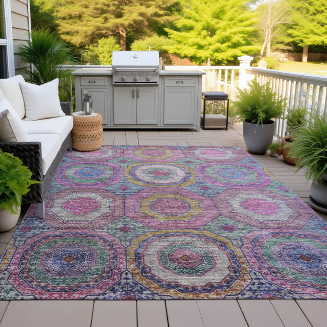 Addison Chantille ACN2049 Panel Machine Made Transitional Pink Rug