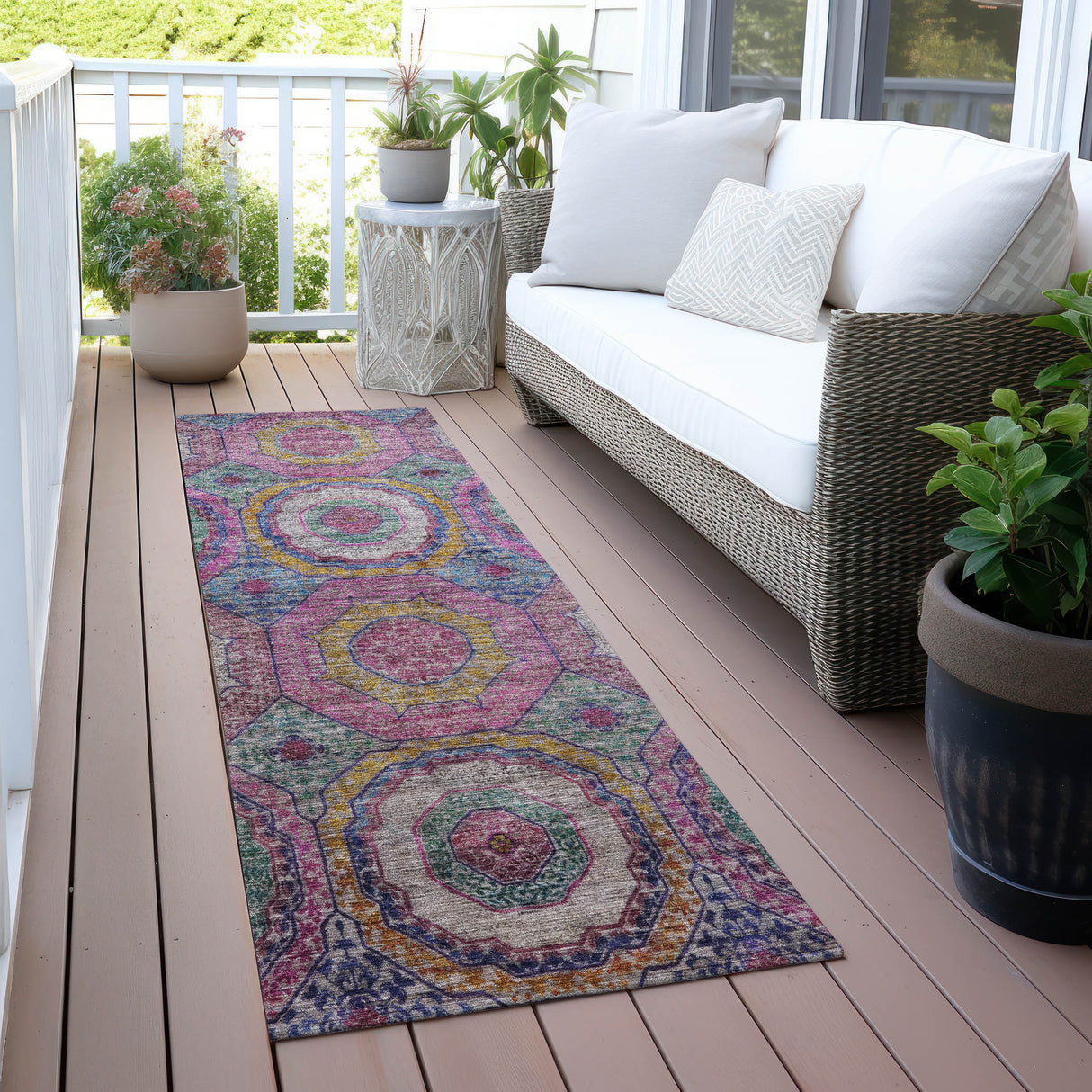 Addison Chantille ACN2049 Panel Machine Made Transitional Pink Rug