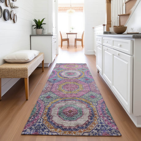 Addison Chantille ACN2049 Panel Machine Made Transitional Pink Rug