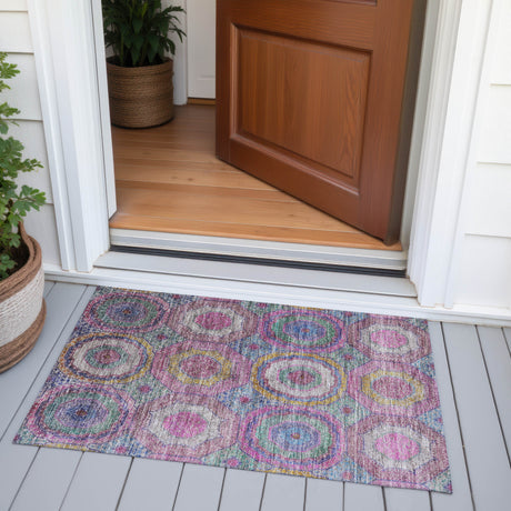 Addison Chantille ACN2049 Panel Machine Made Transitional Pink Rug