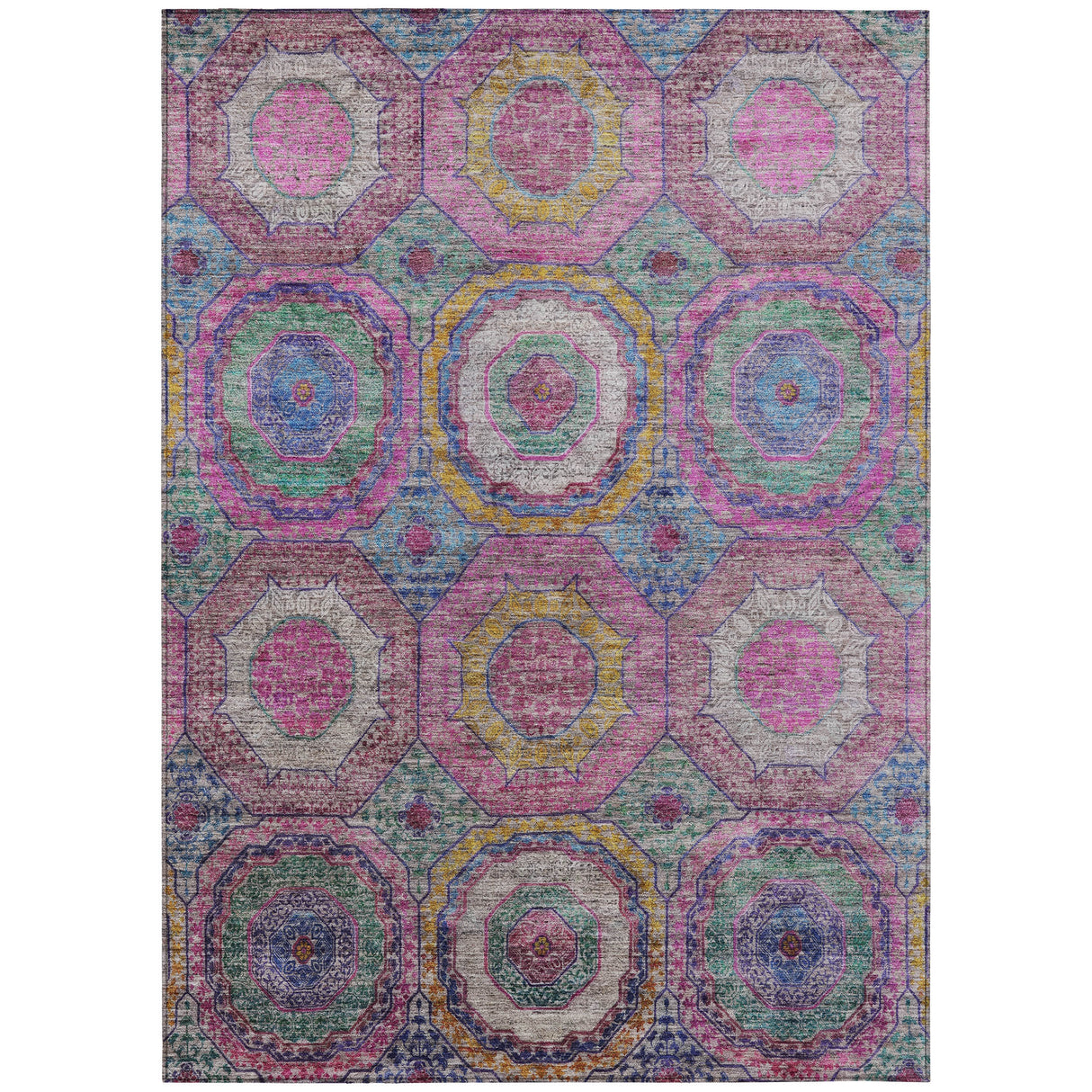 Addison Chantille ACN2049 Panel Machine Made Transitional Pink Rug
