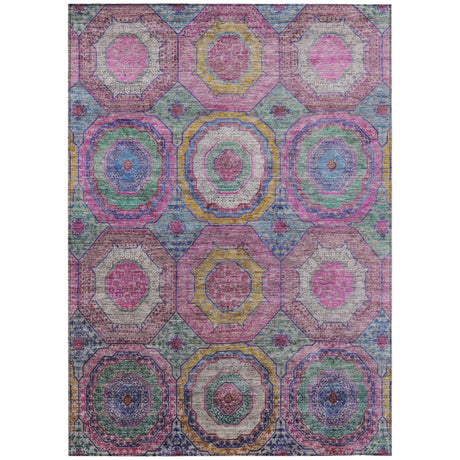 Addison Chantille ACN2049 Panel Machine Made Transitional Pink Rug