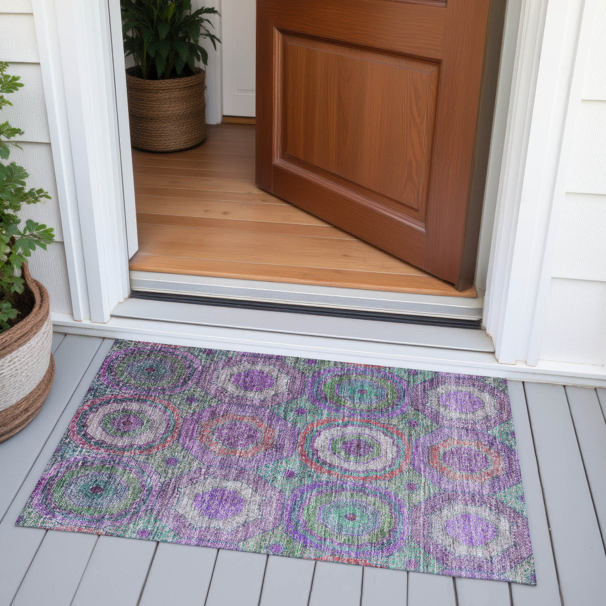Addison Chantille ACN2049 Panel Machine Made Transitional Purple Rug
