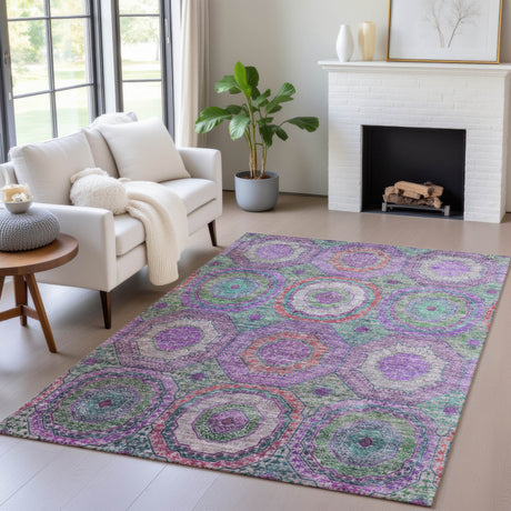 Addison Chantille ACN2049 Panel Machine Made Transitional Purple Rug