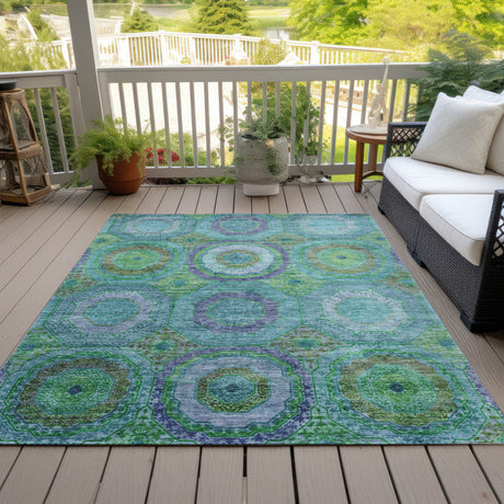 Addison Chantille ACN2049 Panel Machine Made Transitional Teal Rug