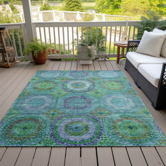 Addison Chantille ACN2049 Panel Machine Made Transitional Teal Rug