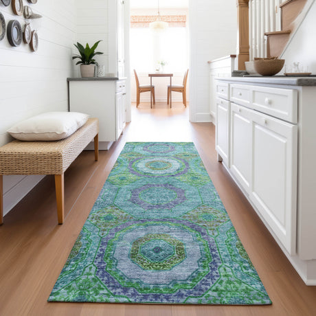 Addison Chantille ACN2049 Panel Machine Made Transitional Teal Rug