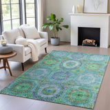 Addison Chantille ACN2049 Panel Machine Made Transitional Teal Rug