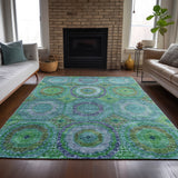 Addison Chantille ACN2049 Panel Machine Made Transitional Teal Rug