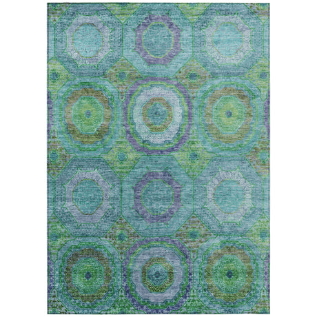 Addison Chantille ACN2049 Panel Machine Made Transitional Teal Rug