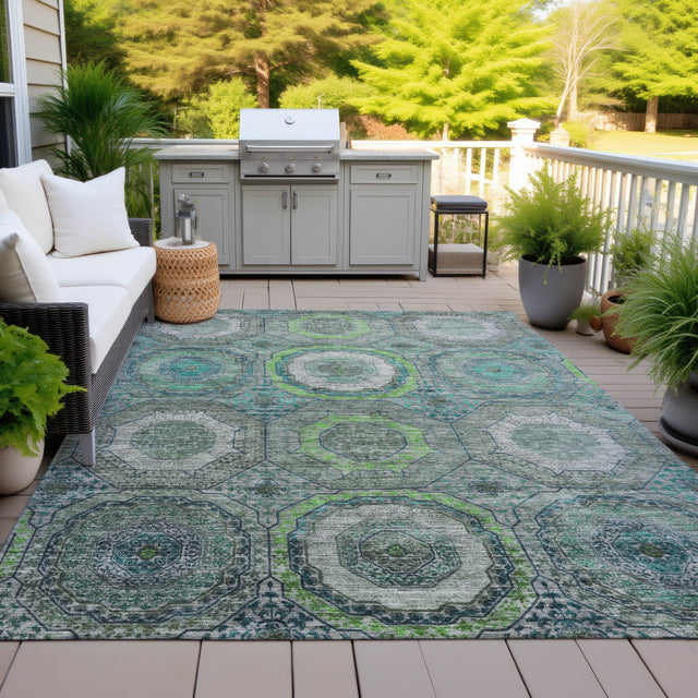 Addison Chantille ACN2050 Panel Machine Made Transitional Teal Rug