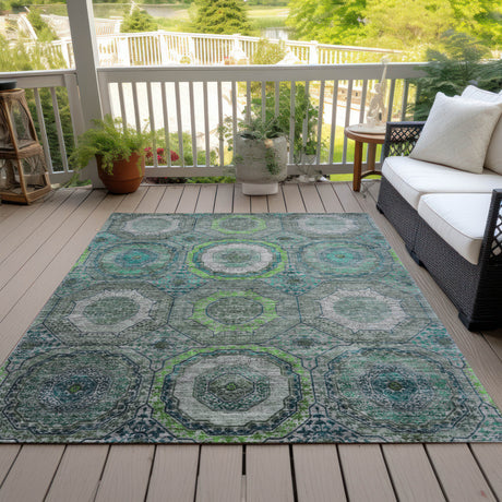 Addison Chantille ACN2050 Panel Machine Made Transitional Teal Rug