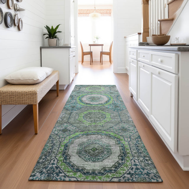 Addison Chantille ACN2050 Panel Machine Made Transitional Teal Rug