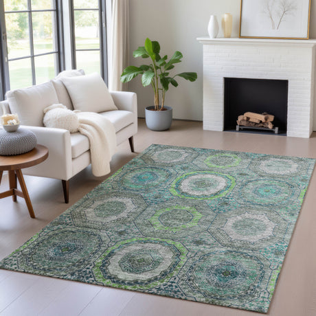 Addison Chantille ACN2050 Panel Machine Made Transitional Teal Rug