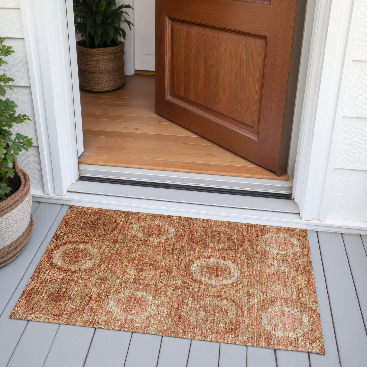 Addison Chantille ACN2050 Panel Machine Made Transitional Terracotta Rug