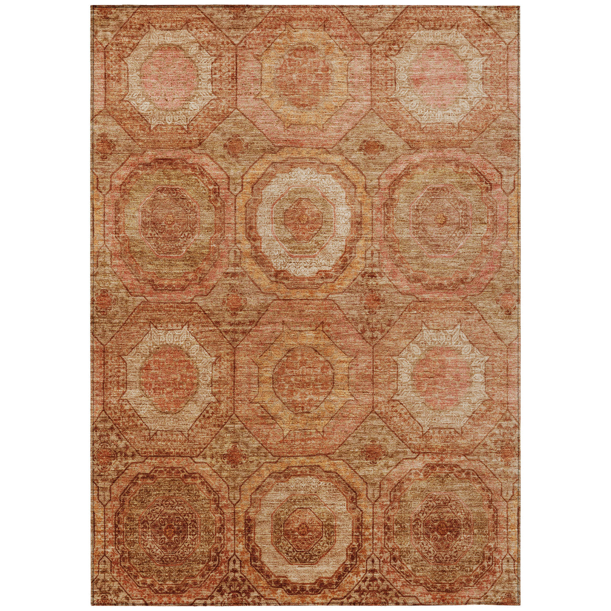 Addison Chantille ACN2050 Panel Machine Made Transitional Terracotta Rug