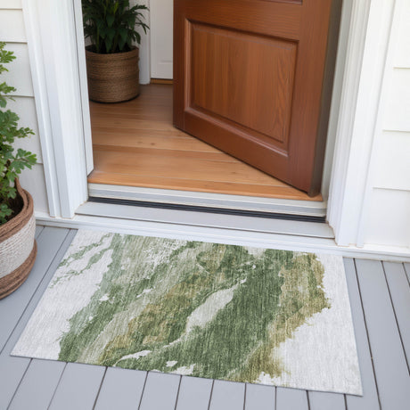 Addison Chantille ACN2054 Abstract Machine Made Transitional Green Rug