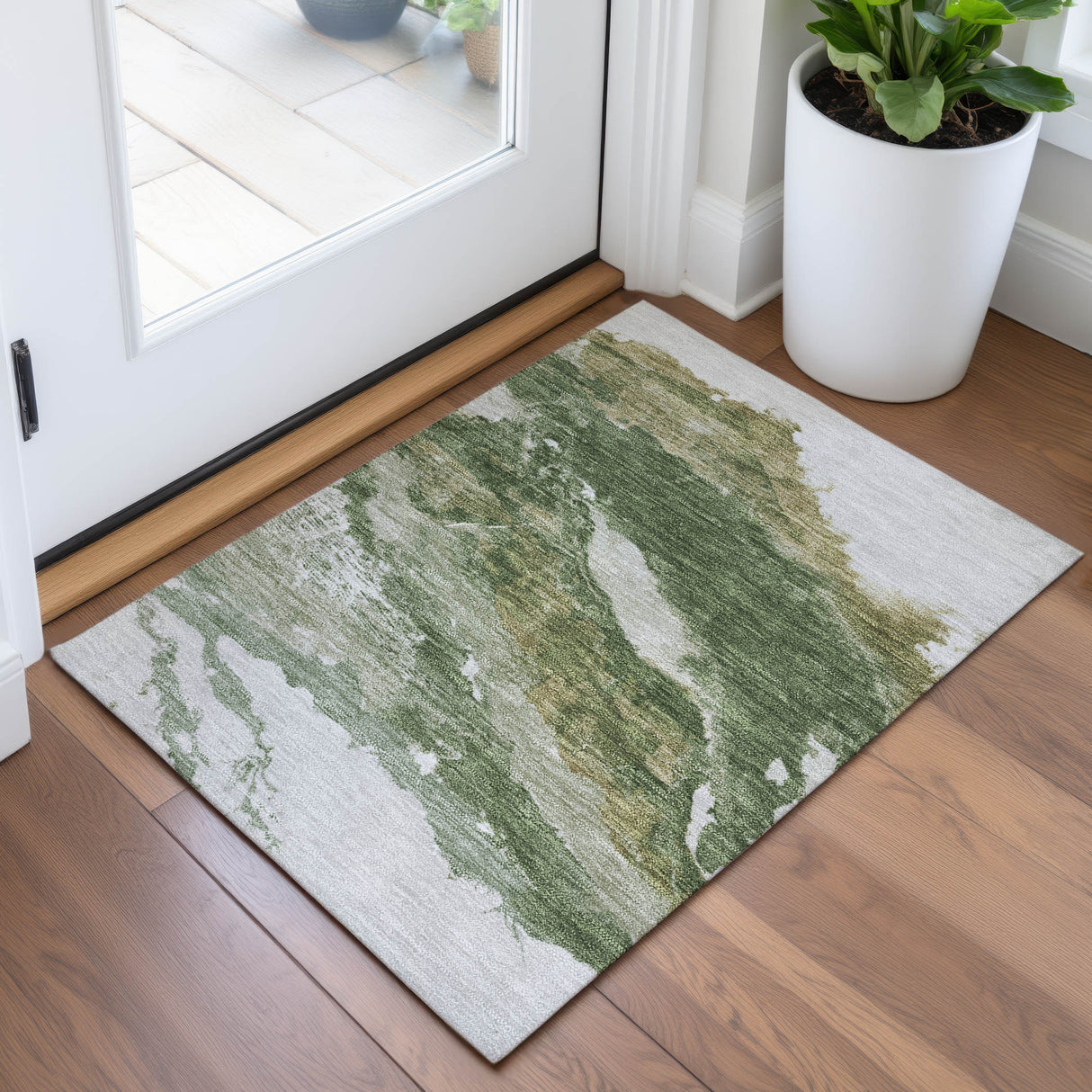 Addison Chantille ACN2054 Abstract Machine Made Transitional Green Rug